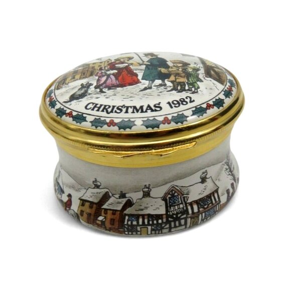 HALCYON DAYS Enamels Christmas 80s Trinket With Original Case - Picture 3 of 10